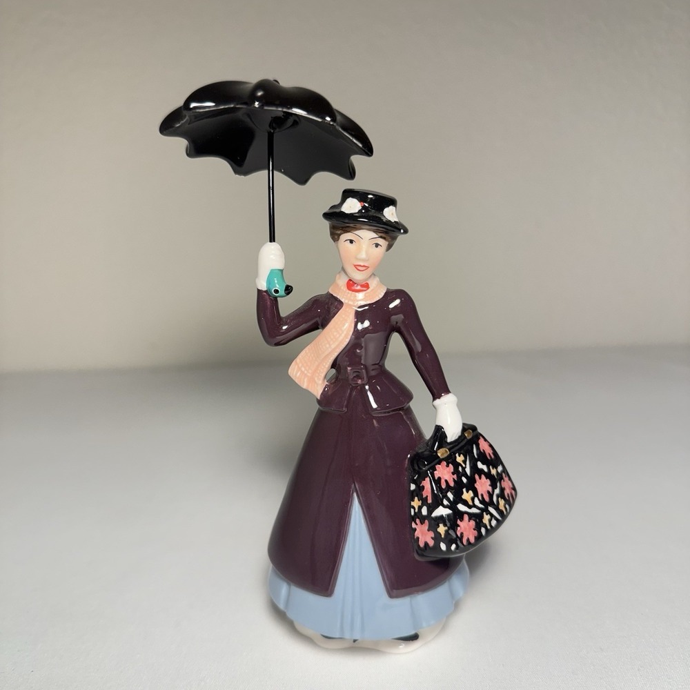 Rare Disney Mary Poppins Porcelain Figurine Brocade Print Bag